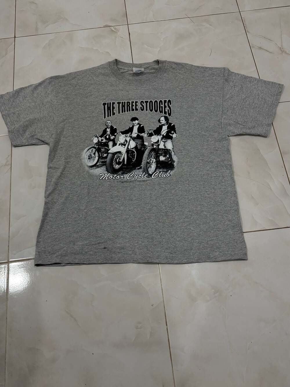 M&O Knits The Three Stooges Motorcycle Club Gray T-Shirt XL